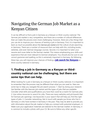 Navigating the German Job Market as a Kenyan Citizen