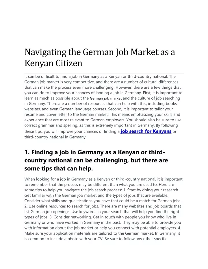 navigating the german job market as a kenyan