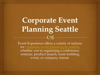 Corporate Event Planning Seattle