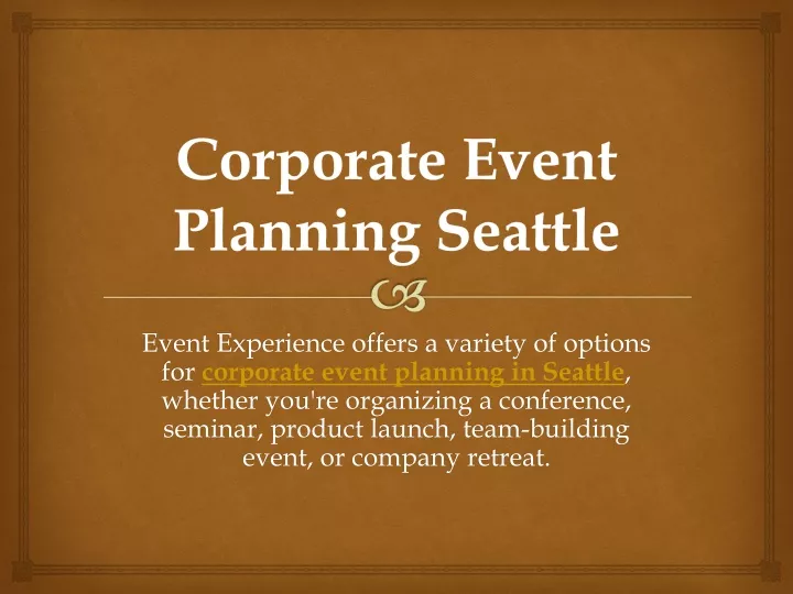 corporate event planning seattle