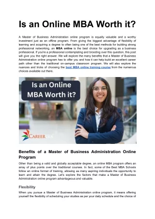 Is an Online MBA Worth it