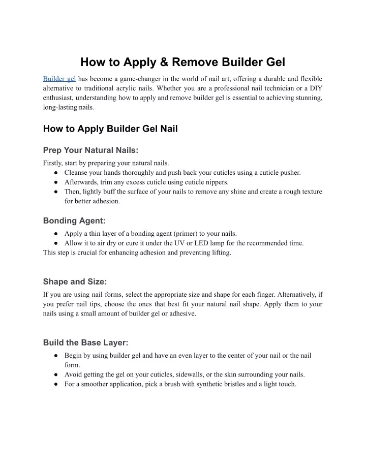 PPT - How to Apply & Remove Builder Gel.docx PowerPoint Presentation