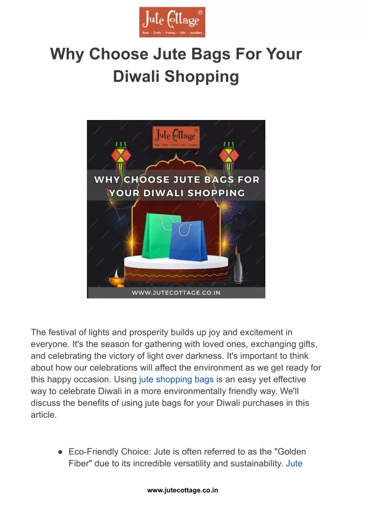 why choose jute bags for your diwali shopping