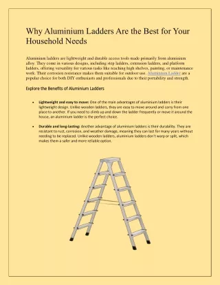 Why Aluminium Ladders Are the Best for Your Household Needs