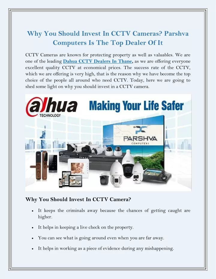 why you should invest in cctv cameras parshva
