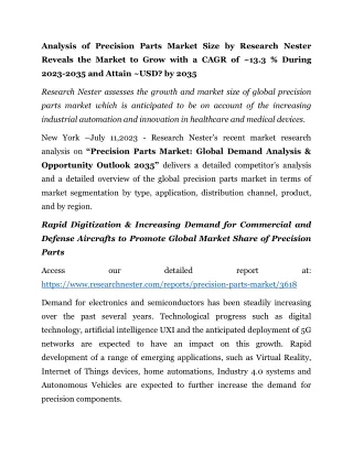 analysis of precision parts market size
