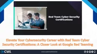 Elevate Your Cybersecurity Career with Red Team Cyber Security Certifications
