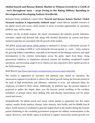 global search and rescue robots market to witness