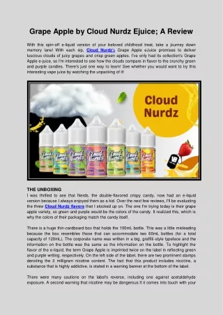 grape apple by cloud nurdz ejuice a review