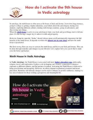 How do I activate the 9th house in Vedic astrology