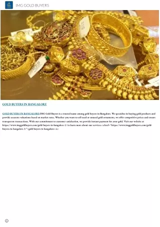 Gold Buyers in Bangalore