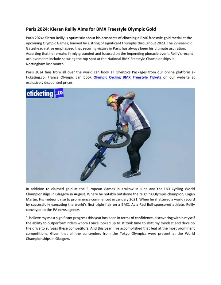 paris 2024 kieran reilly aims for bmx freestyle