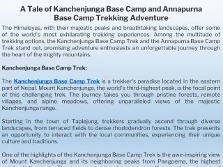 A Tale of Kanchenjunga Base Camp and Annapurna Base Camp Trekking Adventure