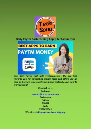 daily paytm cash earning app techsonu com