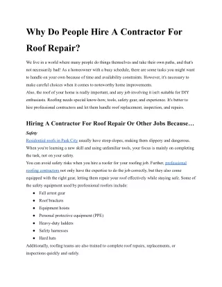 Why Do People Hire A Contractor For Roof Repair.docx