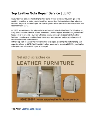 Top Leather Sofa Repair Service | LLFC