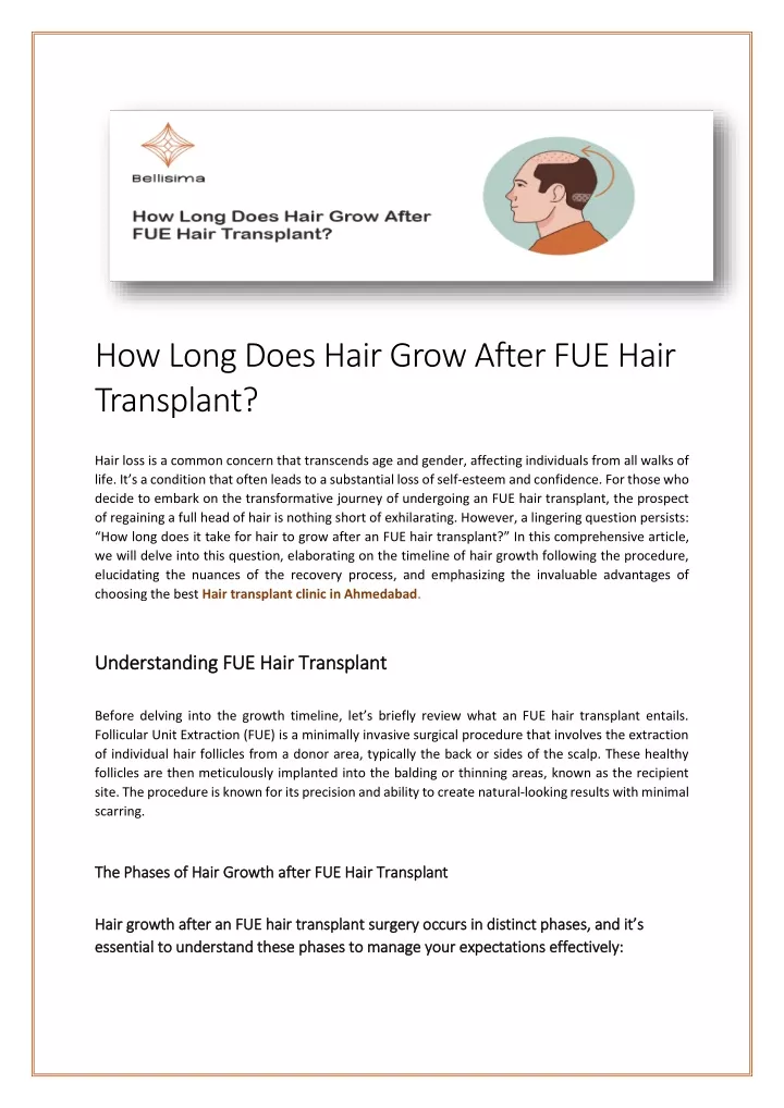how long does hair grow after fue hair transplant