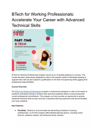 btech for working professionals accelerate your