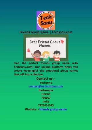 friends group name techsonu com
