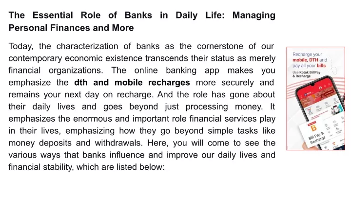 the essential role of banks in daily life