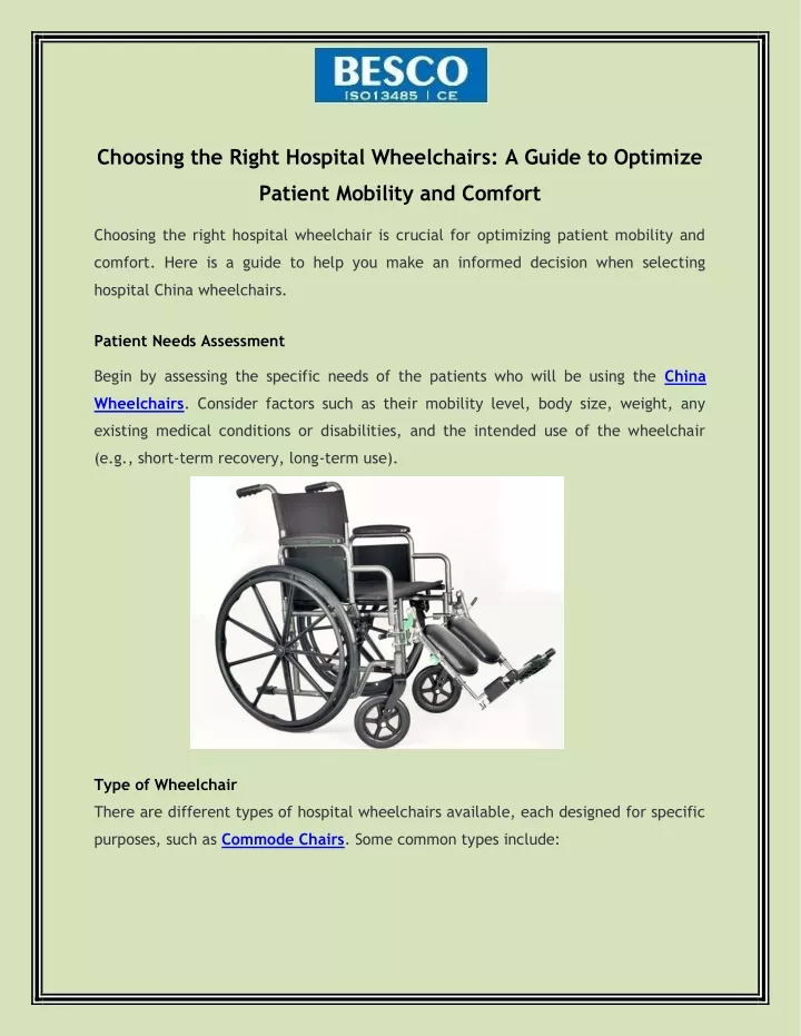 choosing the right hospital wheelchairs a guide