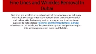 Fine Lines and Wrinkles Removal