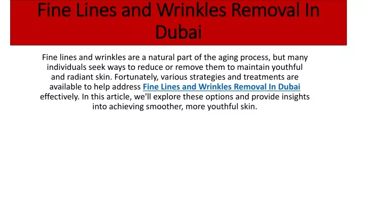 fine lines and wrinkles removal in fine lines
