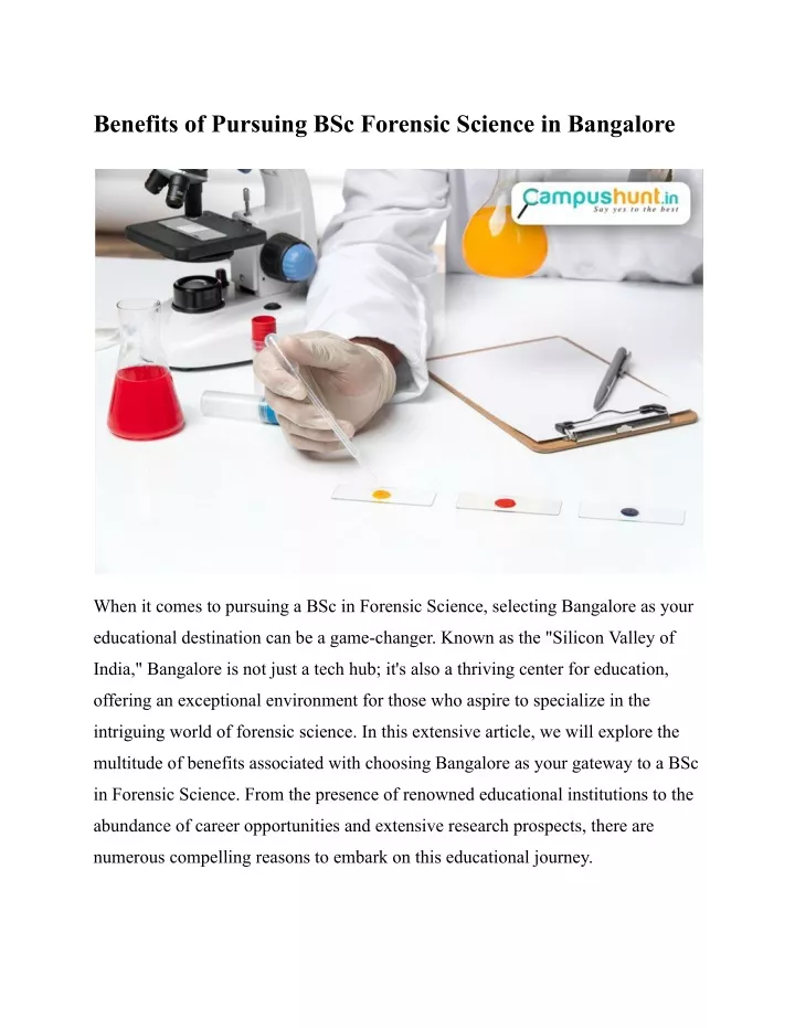 benefits of pursuing bsc forensic science
