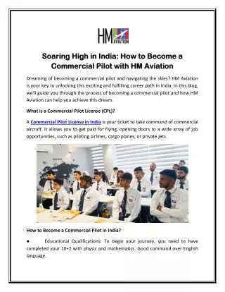 Soaring High in India How to Become a Commercial Pilot with HM Aviation