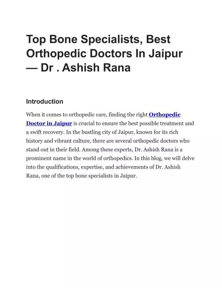 top bone specialists best orthopedic doctors