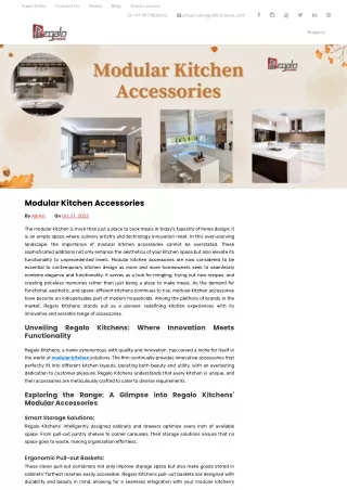 Modular Kitchen Accessories - Regalo Kitchens
