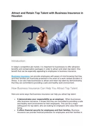 Attract and Retain Top Talent with Business Insurance in Houston