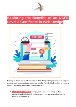 Exploring the Benefits of an NCFE Level 3 Certificate in Web Design