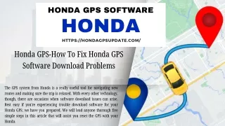 Honda GPS-How To Fix Honda GPS Software Download Problems