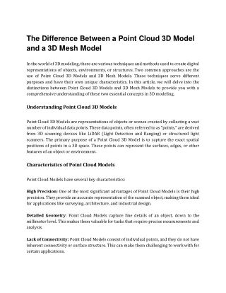 the difference between a point cloud 3d model