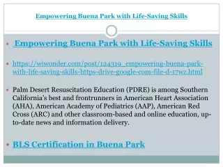 Empowering Buena Park with Life-Saving Skills