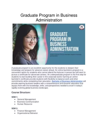 graduate program in business administration