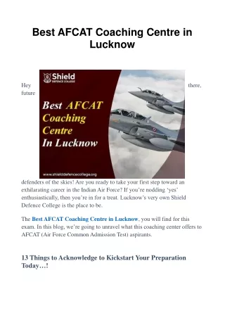 Best AFCAT Coaching Centre in Lucknow