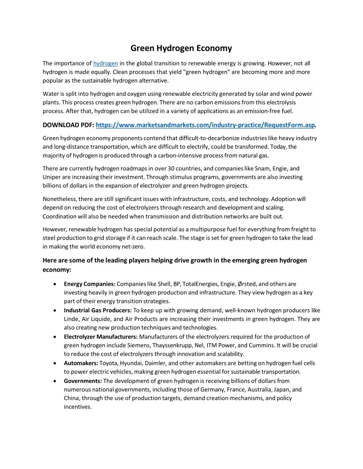 green hydrogen economy the importance of hydrogen