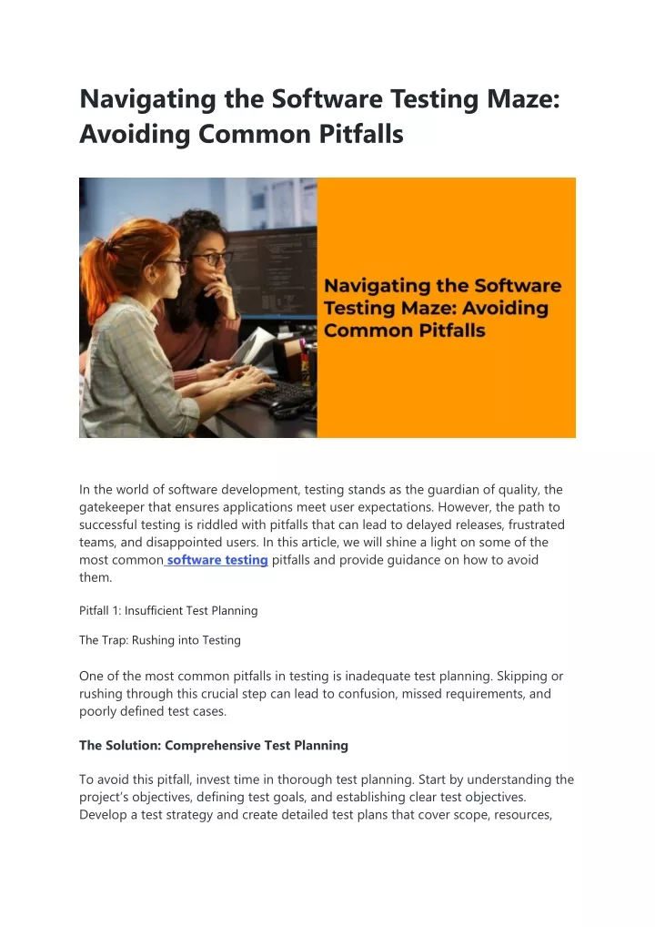 PPT - Navigating the Software Testing Maze: Avoiding Common Pitfalls PowerPoint Presentation 