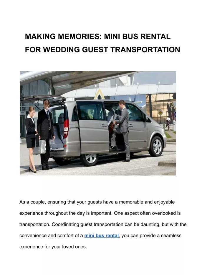 making memories mini bus rental