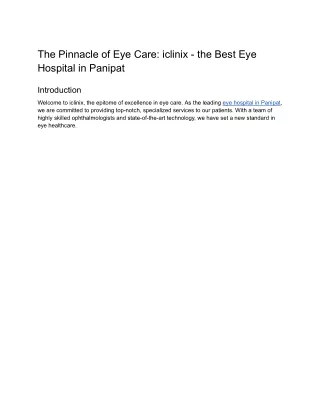 The Pinnacle of Eye Care_ iclinix - the Best Eye Hospital in Panipat