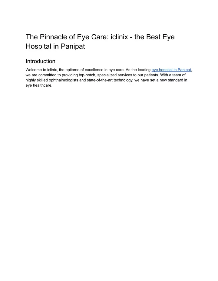 the pinnacle of eye care iclinix the best