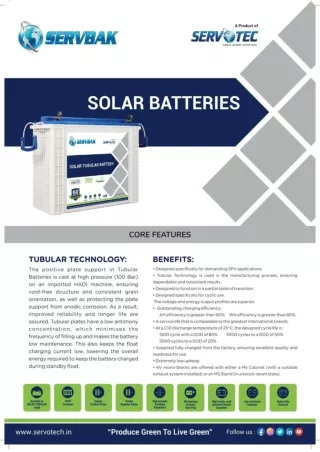 Solar Batteries Catalog