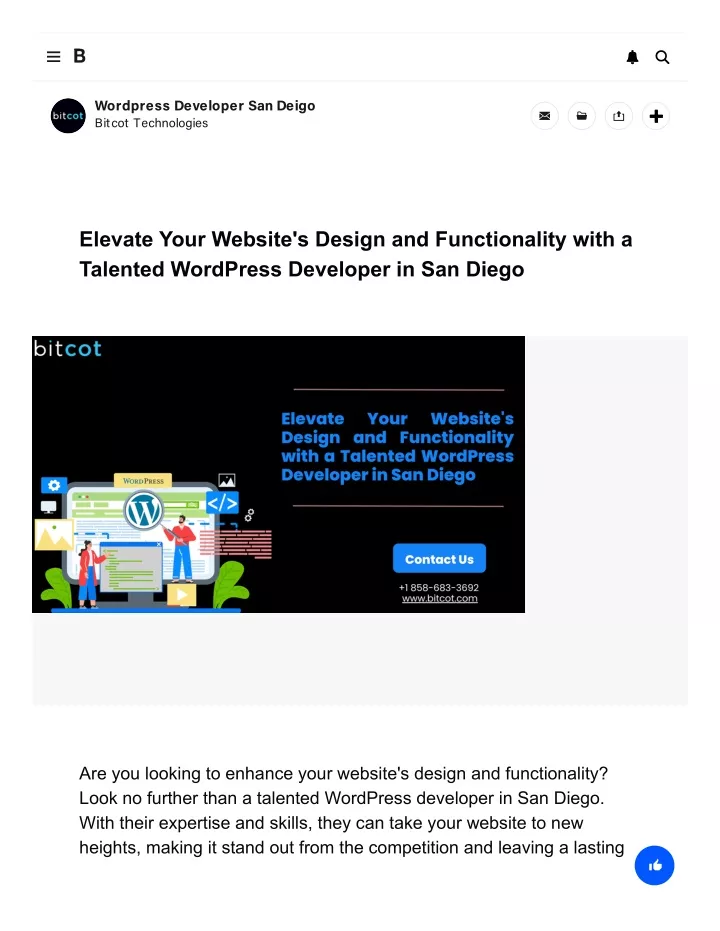 wordpress developer san deigo bitcot technologies