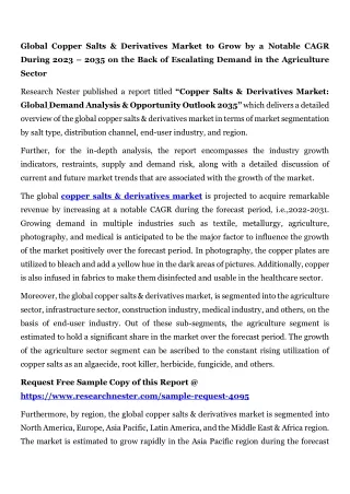 global copper salts derivatives market to grow