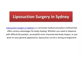 Best Liposuction Surgery Sydney