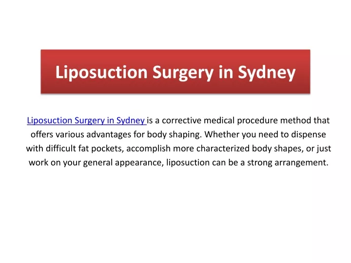 liposuction surgery in sydney