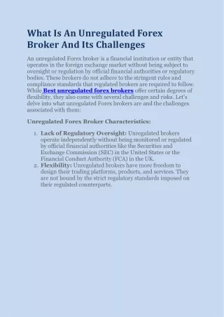 What is an Unregulated Forex Broker and Its Challenges