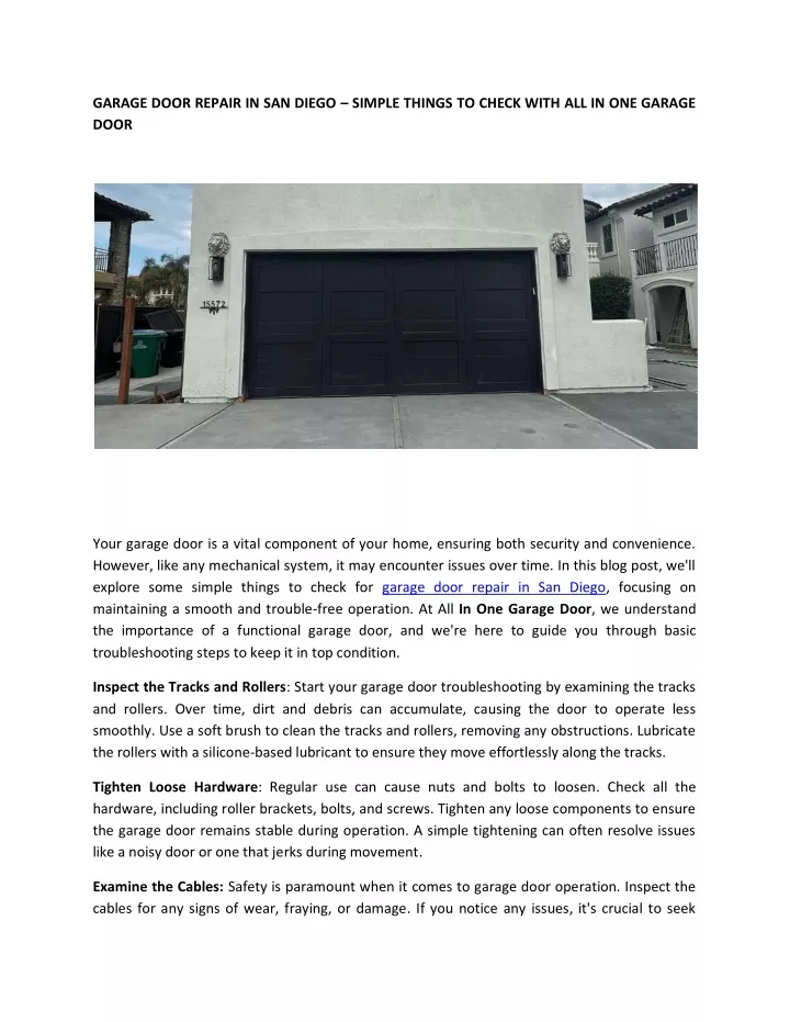 garage door repair in san diego simple things